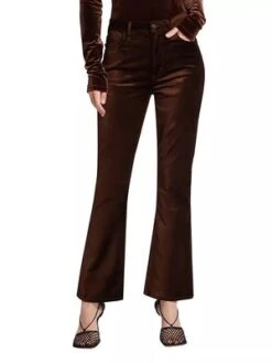 AGOLDENico Velvet Boot Cut Trousers - Chocolate Milk