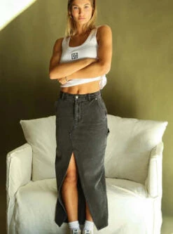 Araminta JamesARAMINTA JAMES DENIM MIDI SKIRT - VINTAGE GRAY