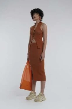 ArthurButton-Up Kick Skirt - Tobacco -Drape Hut Sales Store ARTHUR Button Up Kick Skirt 20220307202319