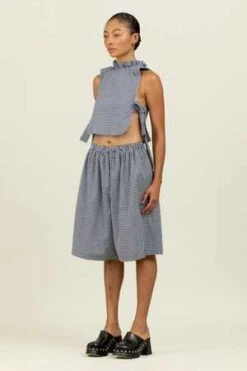 Toit VolantAdele Long Shorts - Navy/White Gingham -Drape Hut Sales Store Adele Long Shorts Navy White Gingham 20230721235701 2