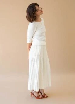 Ali GoldenKnit Pleated Midi Skirt - Bone -Drape Hut Sales Store Ali Golden Knit Pleated Midi Skirt 20230920124813 2