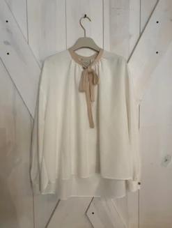 AlysiTie Neck Blouse - Bianco -Drape Hut Sales Store Alysi Tie Neck Blouse Bianco 20231031071156