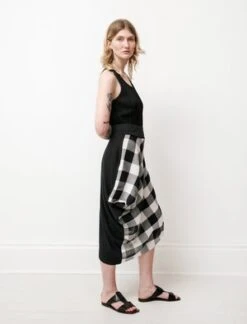 Y'sby Yohji Yamamoto Asymmetric Gingham Skirt - Black/White -Drape Hut Sales Store Asymmetric Gingham Skirt 20210324202550 1