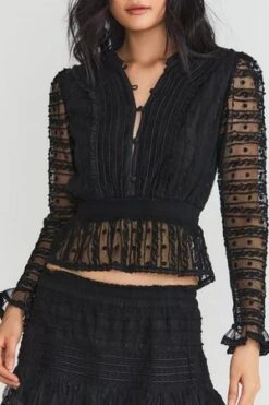 LoveShackFancyBaine Top - Black -Drape Hut Sales Store Baine Top 20231018221250