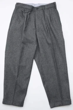 Beams Plus2Pleats Flannel Pant - Charcoal Grey