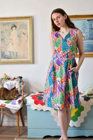 Birds Of North AmericaWood Snipe Dress - Peacocks 6 Birds Of North AmericaWood Snipe Dress - Peacocks - Image 4