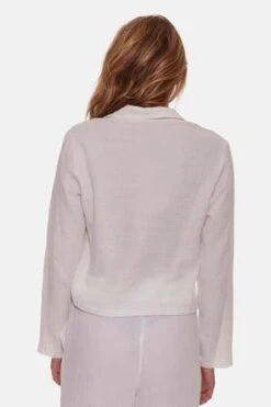 Blue&CreamCassie Gauze Polo Top - Ivory 10 Blue&CreamCassie Gauze Polo Top - Ivory -Drape Hut Sales Store Blue Cream Cassie Gauze Polo Top Ivory 20230913104503