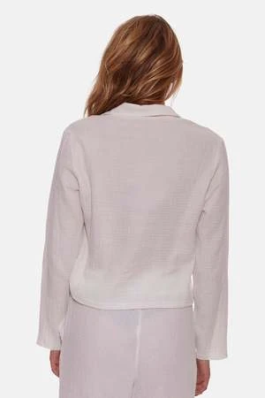 Blue&CreamCassie Gauze Polo Top - Ivory 5 Blue&CreamCassie Gauze Polo Top - Ivory - Image 3