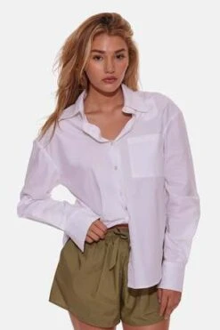 Blue&CreamPoppy Buttondown Poplin Shirt - White -Drape Hut Sales Store Blue Cream Poppy Buttondown Poplin Shirt White 20230913110011 3