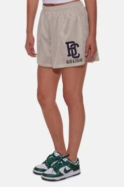 Blue&CreamMesh Shorts - Beige -Drape Hut Sales Store Blue Cream Women s Mesh Shorts Beige 20230910231848 1