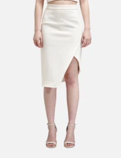 NICHOLASBonded Silk Wrap Split Skirt - Beige