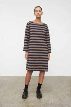 KowtowBreton Dress - Navy/Taupe Stripe