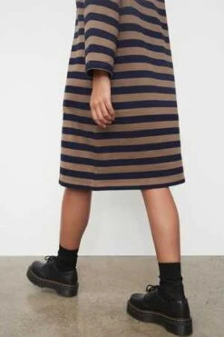 KowtowBreton Dress - Navy/Taupe Stripe -Drape Hut Sales Store Breton Dress 20230802054652 3