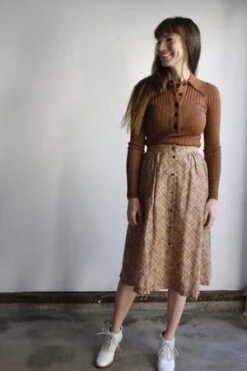 VintageButton Front Skirt