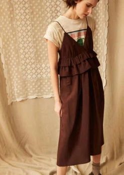 Caron CallahanRenzo Tropical Wool Dress - Chocolate -Drape Hut Sales Store Caron Callahan Renzo Dress Chocolate Tropical Wool 20231020233719 2