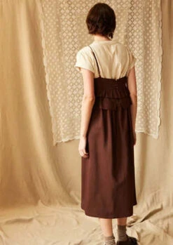 Caron CallahanRenzo Tropical Wool Dress - Chocolate -Drape Hut Sales Store Caron Callahan Renzo Dress Chocolate Tropical Wool 20231020233720