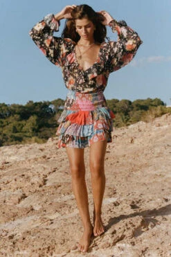 SPELL & THE GYPSY COLLECTIVECha Cha Shirred Mini Skirt - Multi