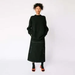 Misc EtcContrast Stitch Cargo Skirt - Black