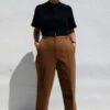 CorderaSoft Cotton Seam Pants - Coffee