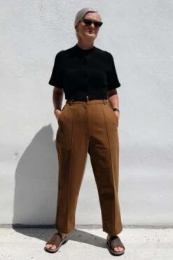 CorderaSoft Cotton Seam Pants - Coffee