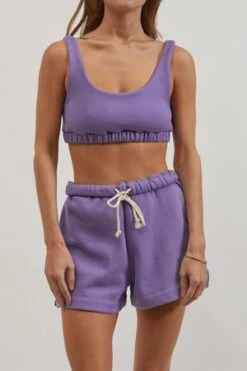 Donni.DONNI Eco-fleece Roll Short-purple -Drape Hut Sales Store DONNI eco fleece roll short 20211210231007