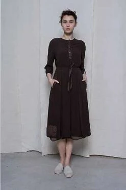 H+ Hannoh WesselH+ Hannoh Wessel Danita Crepe Dress - Sepia