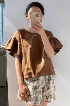 Eliza FaulknerRaffi Top - Cocoa -Drape Hut Sales Store Eliza Faulkner Raffi Top Cocoa 20230614163106 1