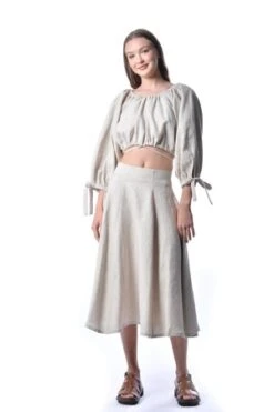 Eliza FaulknerRaw Linen Berkley Skirt - Gray -Drape Hut Sales Store Eliza Faulkner Raw Linen Berkley Skirt gray 20220606200434 1
