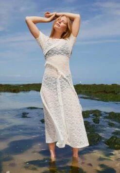 DAMSON MADDERFlower Lace Midi Dress - White