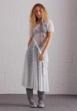 DAMSON MADDERFlower Lace Midi Dress - White -Drape Hut Sales Store Flower Lace Midi Dress White 20231012051922 1