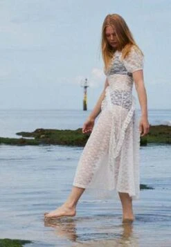 DAMSON MADDERFlower Lace Midi Dress - White -Drape Hut Sales Store Flower Lace Midi Dress White 20231012051922 3