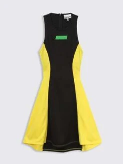 GanniSporty Jersey Tennis Dress - Black/Yellow