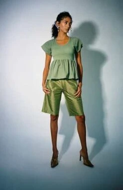 Coming Of AgeShorts - Green Gingham -Drape Hut Sales Store Green Gingham Shorts 20220710203733 1