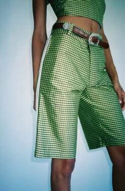 Coming Of AgeShorts - Green Gingham -Drape Hut Sales Store Green Gingham Shorts 20220710203733 2