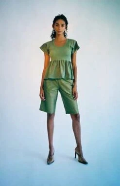 Coming Of AgeShorts - Green Gingham -Drape Hut Sales Store Green Gingham Shorts 20220710203733 3