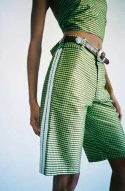Coming Of AgeShorts - Green Gingham -Drape Hut Sales Store Green Gingham Shorts 20220710203733 4