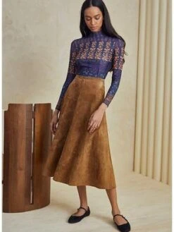 Hunter BellIda Suede Skirt - Light Brown