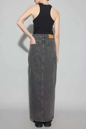 Oval SquareJelly Denim Skirt - Grey Denim 4 Oval SquareJelly Denim Skirt - Grey Denim - Image 2