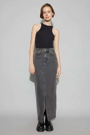 Oval SquareJelly Denim Skirt - Grey Denim 3 Oval SquareJelly Denim Skirt - Grey Denim