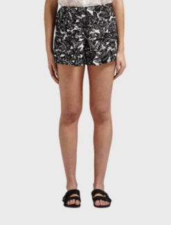 JoieMarlana Palm Print Short - Caviar/Porcelain