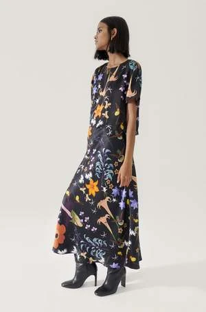 Silk LaundryLong Bias Cut Skirt - Black Lost Flowers 5 Silk LaundryLong Bias Cut Skirt - Black Lost Flowers - Image 3