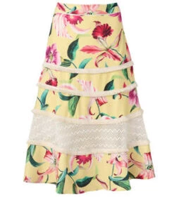 PatboLaelia Fringe Trim Midi Skirt - Canary