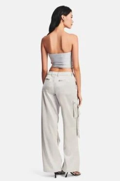 Ser.o.yaLai Satin Cargo Pant - Silver -Drape Hut Sales Store Lai Satin Cargo Pant Silver 20230904073135 2