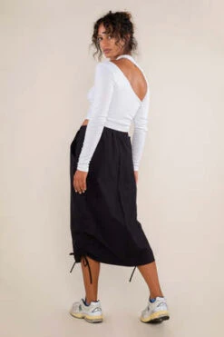 NLTLaine Ruched Skirt - Black -Drape Hut Sales Store Laine Ruched Skirt Black 20230621225211