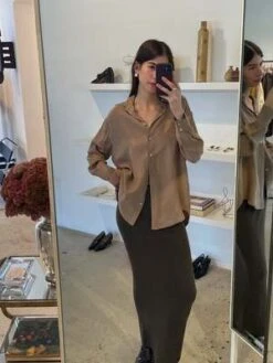 LUCY PARISLatte Maggie Button Down - Brown -Drape Hut Sales Store Latte Maggie Button Down 20231008225558