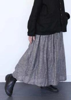 ICHI ANTIQUITESLinen Dobby Skirt - Black -Drape Hut Sales Store Linen Dobby Skirt Black 20231012182519 1