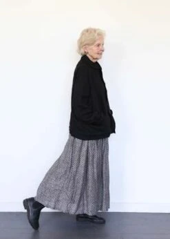 ICHI ANTIQUITESLinen Dobby Skirt - Black -Drape Hut Sales Store Linen Dobby Skirt Black 20231012182519 2