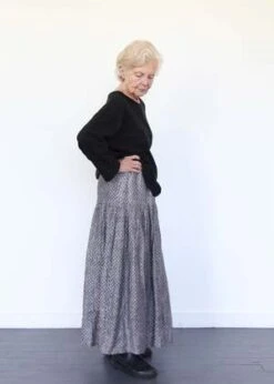 ICHI ANTIQUITESLinen Dobby Skirt - Black -Drape Hut Sales Store Linen Dobby Skirt Black 20231012182519