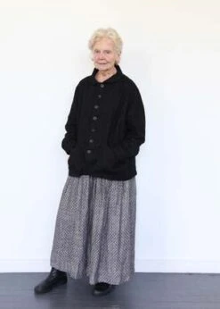 ICHI ANTIQUITESLinen Dobby Skirt - Black -Drape Hut Sales Store Linen Dobby Skirt Black 20231012182521 1