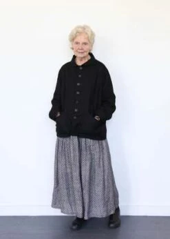 ICHI ANTIQUITESLinen Dobby Skirt - Black -Drape Hut Sales Store Linen Dobby Skirt Black 20231012182521